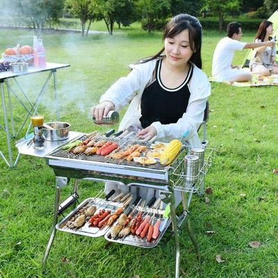 Zesílený přenosný venkovní grilovací gril z nerezové oceli