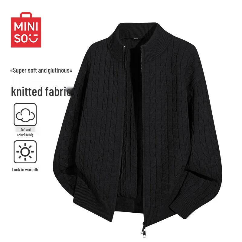 

MINISO Unisex Retro Cable Knit Cardigan Sweater XL