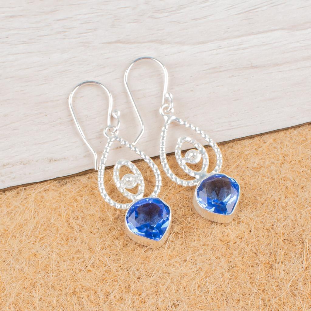 Tanzanite Gemstone 925 Sterling Silver Jewelry Drop/Dangle Earrings 2.00" Gift EE-32-9