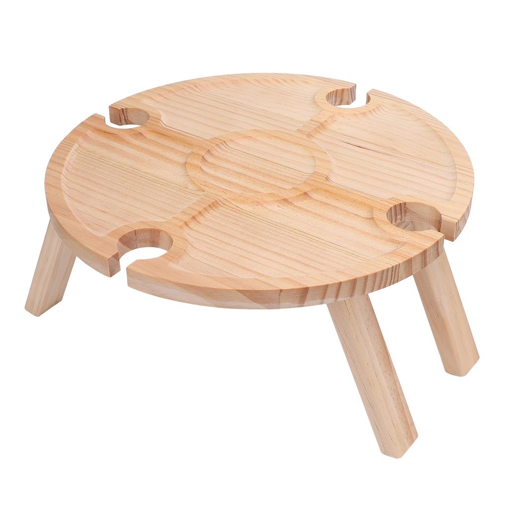 Portable Wine Picnic Table with 4 Wine Glasses Holder Lightweight Snack Tray Foldable Wine Tray for Party Camping Beach