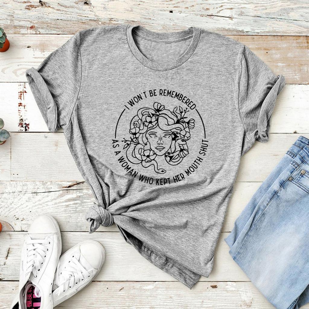 I Won't Be Remembered As A Woman Who Kept My Mouth Shut Tshirt for Women Feminist T Shirt Girl Power Tee Women's Graphic T Shirts