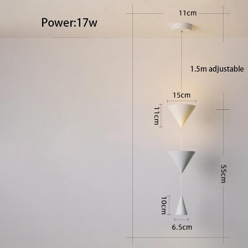 Led Pendant Lamp Bedside Chandelier Cone Long Modern Bedroom Conical Creative Hanging Spotlights White Black  For Home Room