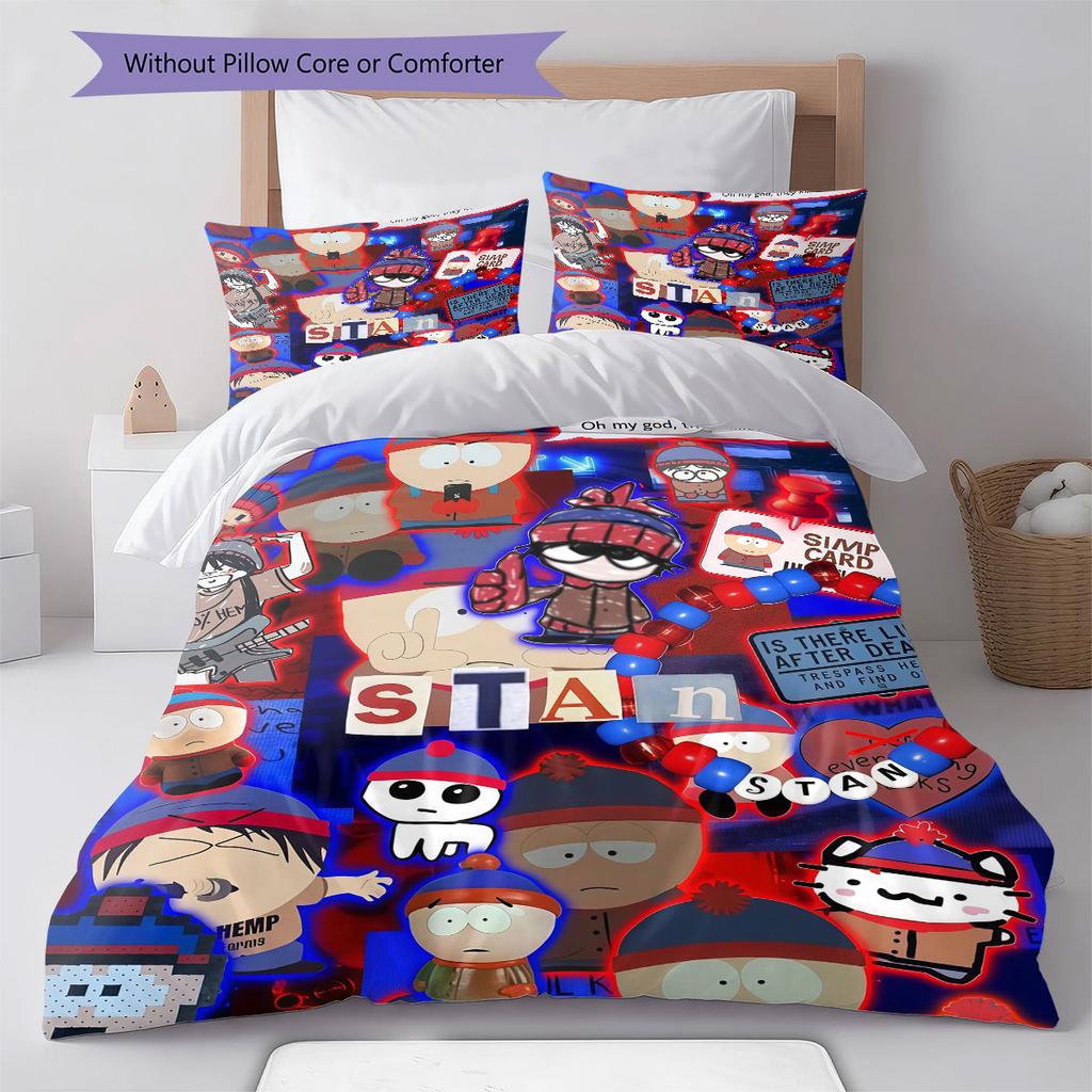 Stan South Park Pattern Bedding Home Decoration Birthday Gift ( 1 Duvet Cover + 2 Pillowcase, Without Core),fan Merchandise.