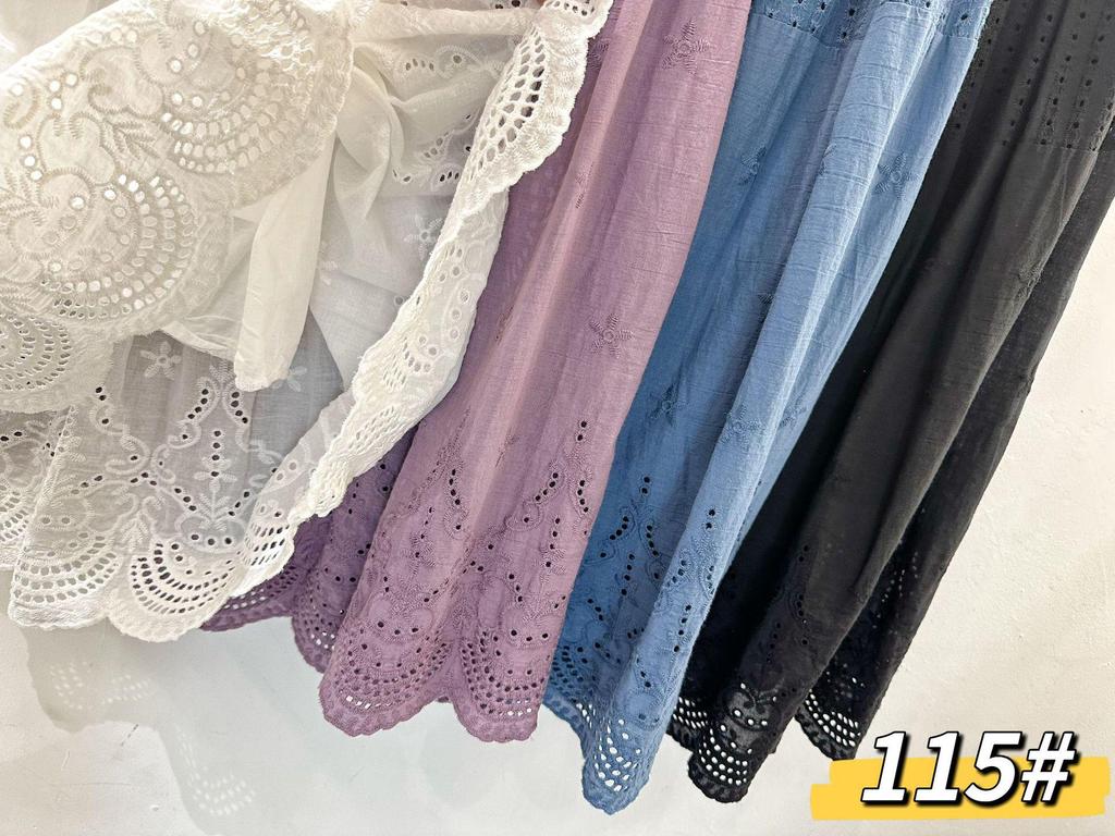 Japanese Inspired Cotton Embroidered A-line Midi Skirt for Spring and Summer