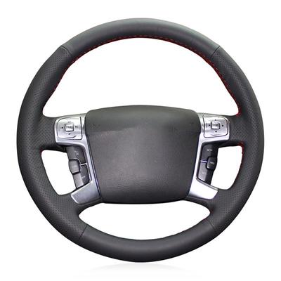 Capa de volante de carro de couro artificial preto antiderrapante macio para ford mondeo 2007-2014 galaxy 2006-2015 s-max 2006-2014