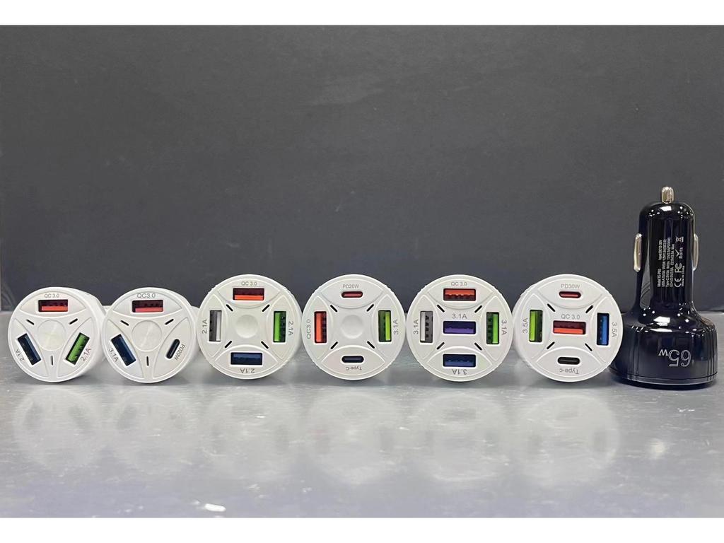 Apple 15 Car Charger 65W Multi-Port, 1-to-5 PD30W Super Fast Charging Adapter