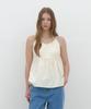 CLUNY Summer Strap Shirring Peplum Blouse - Cream Butter
