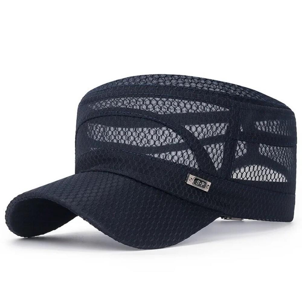 

1pc Breathable Flat Cap Full Net Mesh Cap Men Casual Breathable Shade For Summeroutdoor Fishing Leisure Sunscreen Hat For Women One Size синий