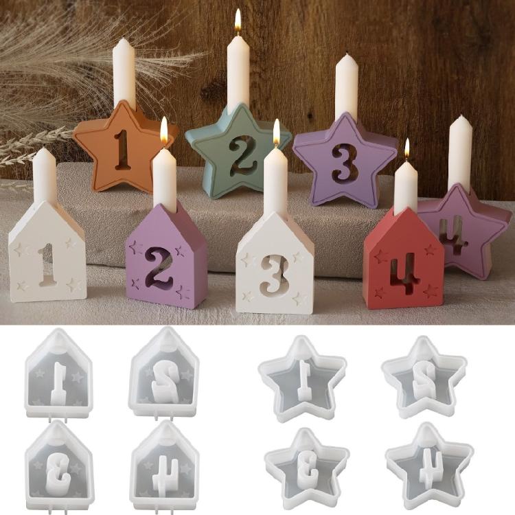 4pcs Flexible Sturdy Silicone Mold Accessory for Crafting Number Candle and Decorative Pieces for Family Gatherings