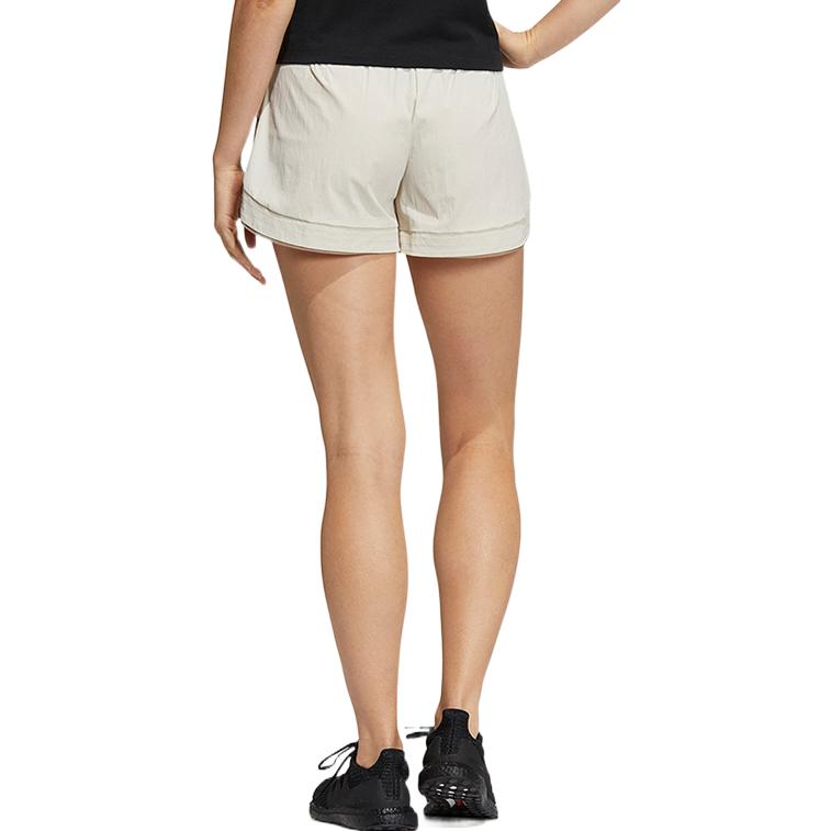 adidas Logo Elastic Waist Athletic Shorts Women Bottoms White HE9954