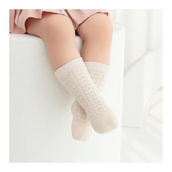 [HAYAHARU] Baby Socks, Set of 3, Baby Socks, Plain, 100% Cotton, Newborn Gift, Present, Baby Shower, Breathable, Soft, Non-slip, Spring, Summer,