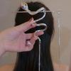 New Winding Twine Snake Hairpin Warp Long Tassel Punk Style Hair Stick Chinese Rhinestone Headwear Hair Insert