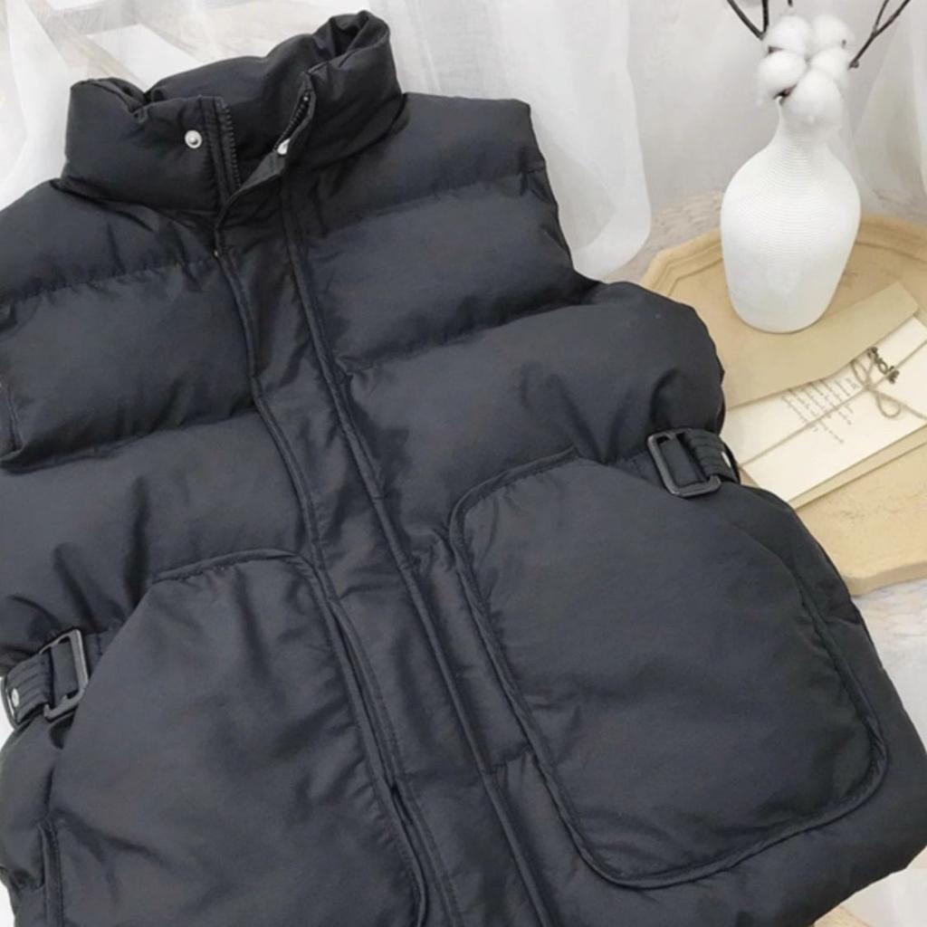Women's Sleeveless Vest Stand Collar Loose Fit Casual Gilet Solid Color Padded Sleeveless Jacket
