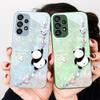 Beaded Panda Silver For Samsung Galaxy S23 U Ltra 24 Plus S20 21 FE S25 Ultra A70 A72 73 51 52 53 Tempered Glass Phone Case