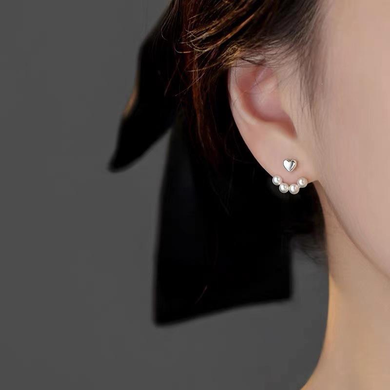 2024 New Luxury 925 Sterling Silver Heart Pearl Stud Earrings for Women - High-End Jewelry