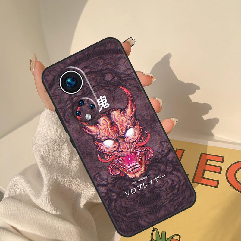 Samurai Oni Mask Case For Honor Magic 5 6 7 8 Pro Cover For Honor 400 200 Lite 50 70 90 X8a X8b X9a X9b X9c