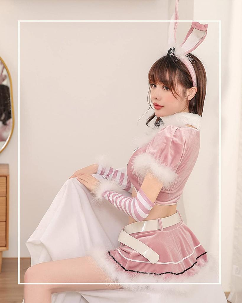 [Milky Time] Women's Sexy Santa Claus Bunny Girl Costume (Pink)