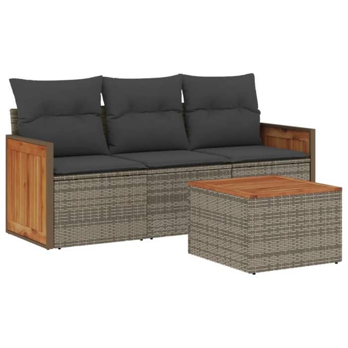 VidaXL Salon de Jardin avec Coussins 4 pcs, Canapés de Terrasse, Ensemble de Meubles de Patio, Mobilier d'Extérieur, Gris 3227446