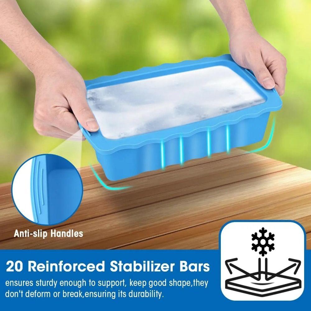 Foldable Silicone Ice Mold Non-Stick Ice Blocks Maker Efficient Large Ice Cube Mold Tub