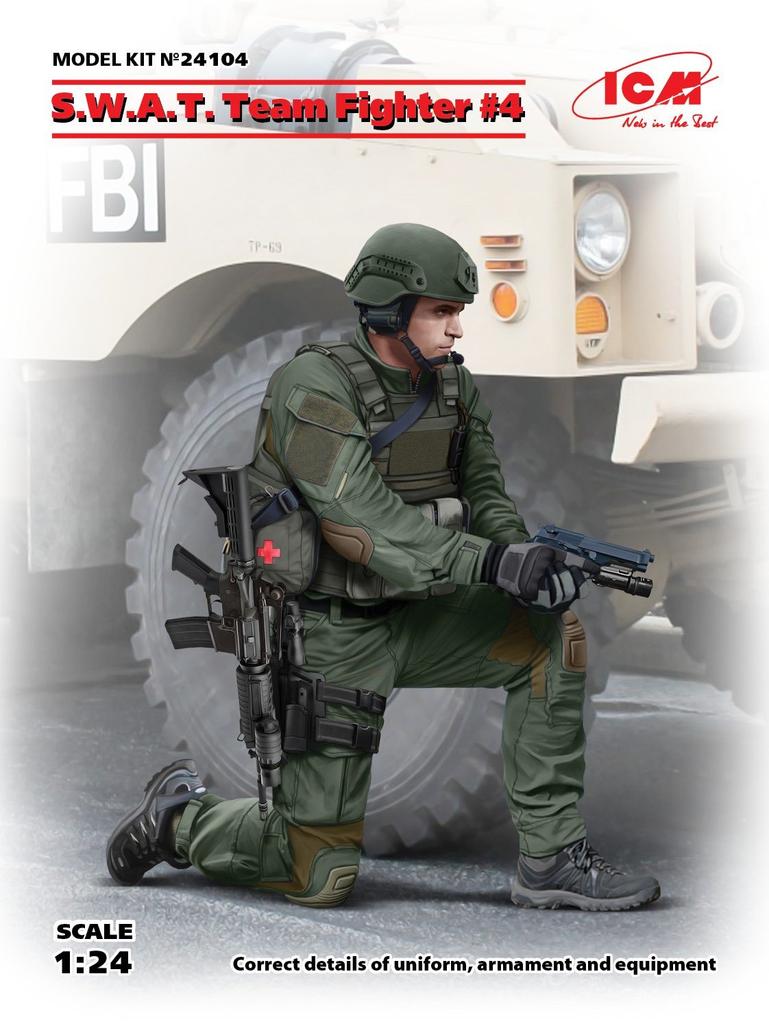 ICM 1/24 Scale US S.W.A.T. Team Member No. 4 Plastic Model Kit 24104