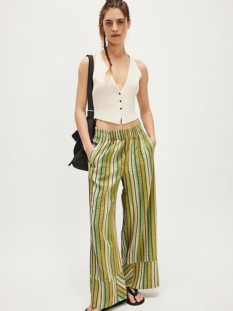 Striped Wide Leg Pants Women Spring/Autumn Casual Loose High Waist Slimming Trousers for Women