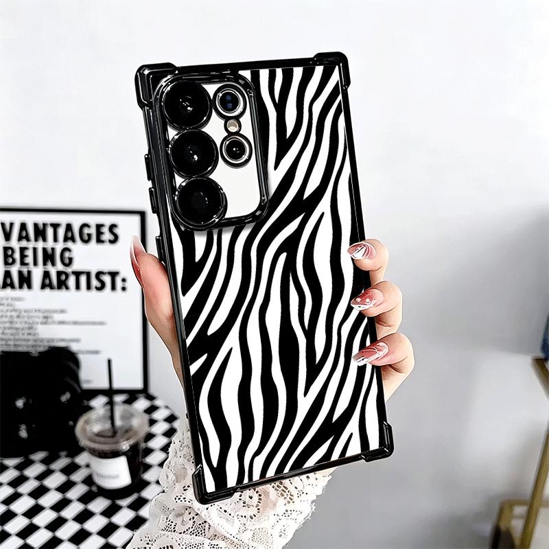 Zebra Stripe Black White Soft Phone Case For Samsung Galaxy S26 Ultra S25 Edge S24 FE S23 Plus S22 S21 + S20 Plating Anti-Fall F