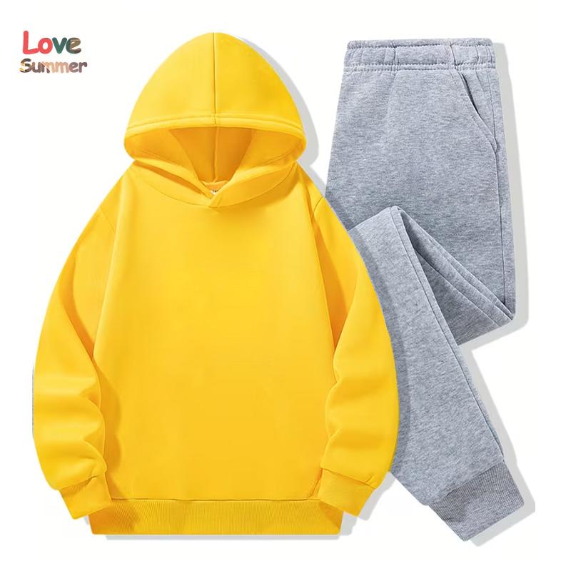 2-teiliges Kinder-Hoodie-Set Baumwolle einfarbig Regenbogen-Hoodie graue Hose 3-14 Jahre Unisex Jungen Mädchen Trainingsanzug Kleidung Hoodie Sportlich Geschenk Ideal für den täglichen Outdoor-Gebrauch