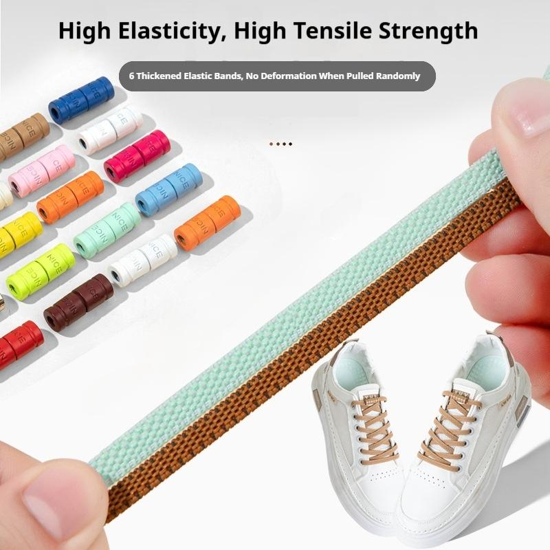 New 1Pair/3Pair Buckle Flat Elastic No-Tie Laces Letter Metal Capsule Lazy Shoelace for Men Women Sneakers Quick Shoelaces