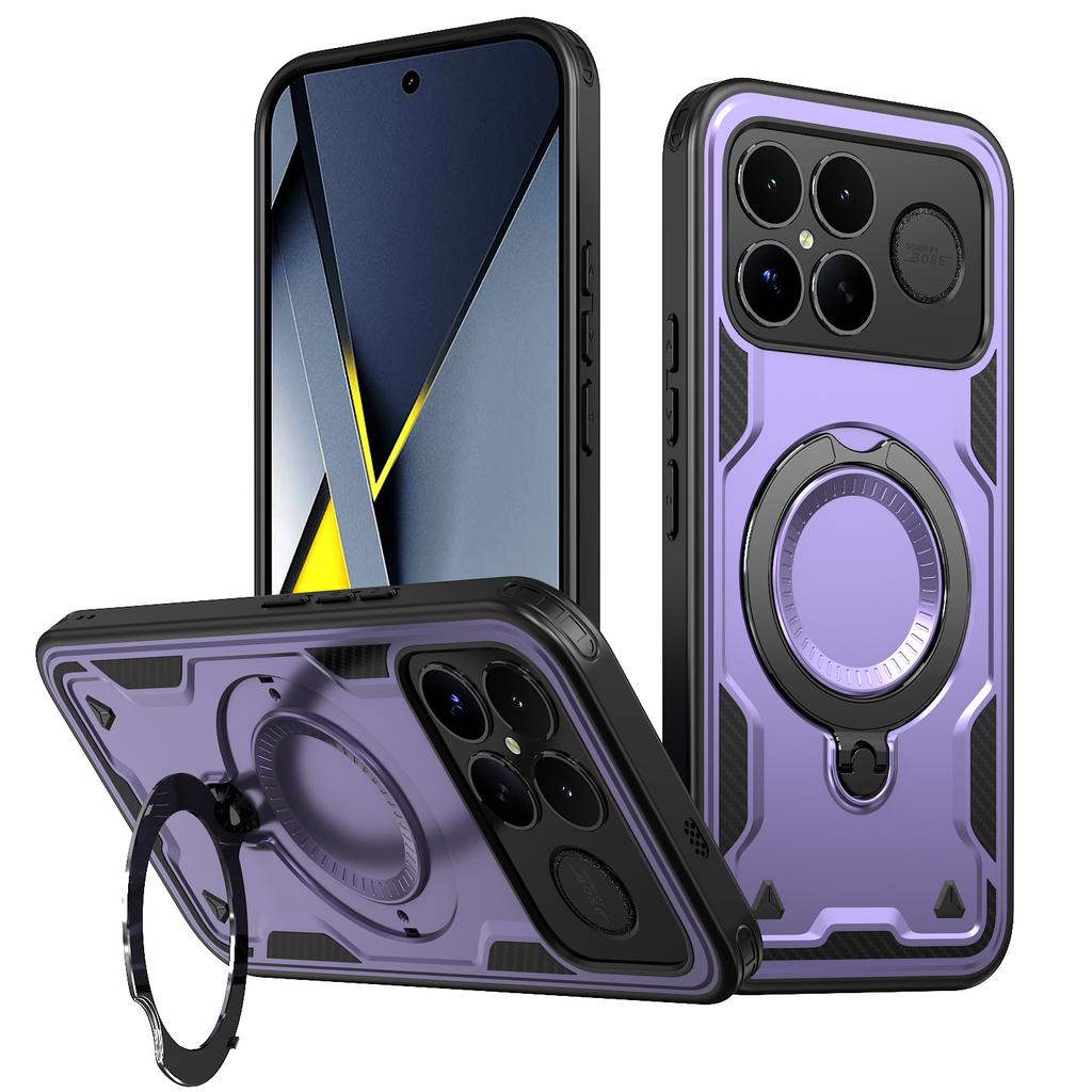 Armor Shockproof Case Fundas For Xiaomi Poco F8 Pro Ultra Redmi K90Pro Max 360° Rotating Magnetic Stand TPU Plastic Phone Cover