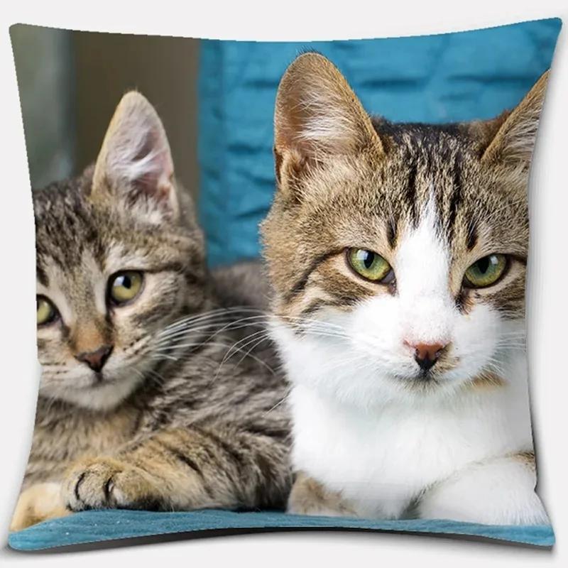 Cat Print Home Decoration Pillowcase Cute Cat Decorative Pillowcase Living Room Sofa Office Seat Cushion Cover