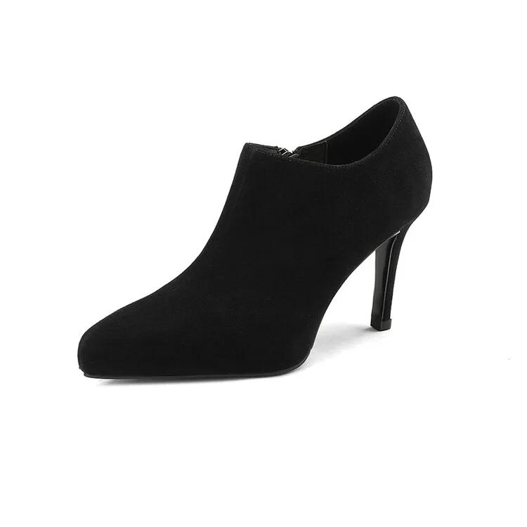 

Мода 2025 Весна/Осень Женская Обувь Острый Носок Тонкий Каблук Ботильоны Однотонные Высокие Каблуки Обувь из Овчины Замши для Женщин Сексуальная Обувь на Каблуке 42