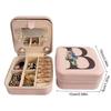 Jewelry Travel Organizers Letter Pattern Small Jewelry Container Fashion Portable Case PU Texture for Fashionable Lover