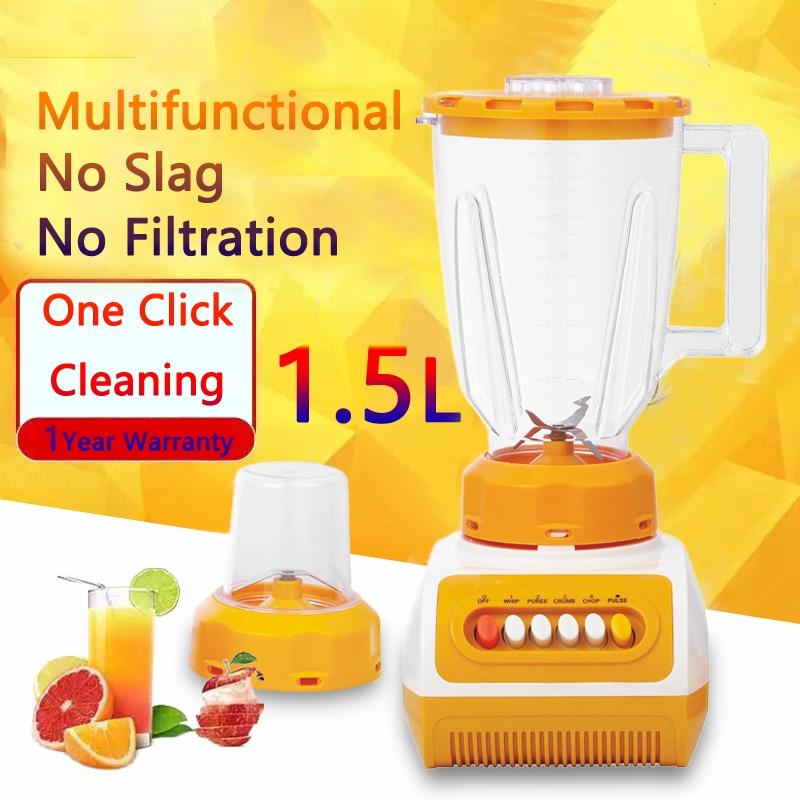 Portable Electric Juicer Blender Mini Fruit Juicer Rechargeable juice cup Family Travel juice smoothie blender 2 in 1-Orange【1.5L】
