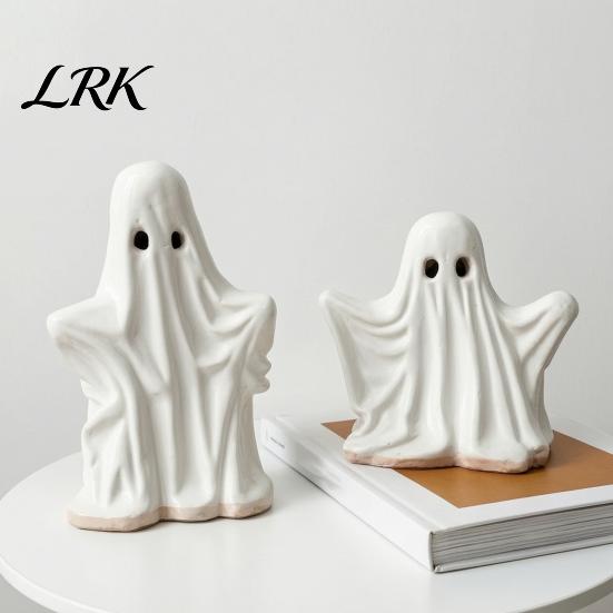 Decorative Fireplace Accents Halloween Ghost Figurine, Spooky Cute Statue, Retro White Small Windowsill Decor Ornament for Home Tabletop Party