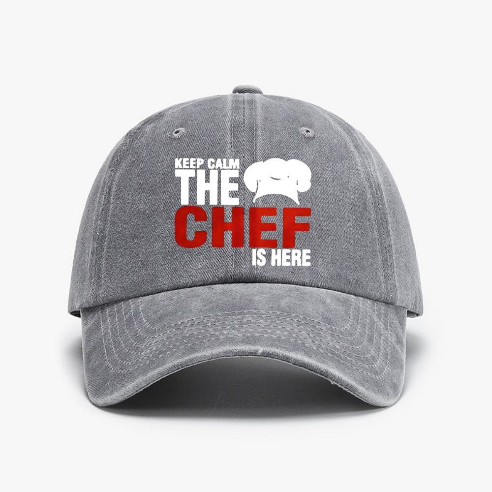 Funny Keep Calm The Chef Is Here funny hat fashion Vintage Washed Denim Baseball Cap Summer Adjustable Snapback Hats Adjustable