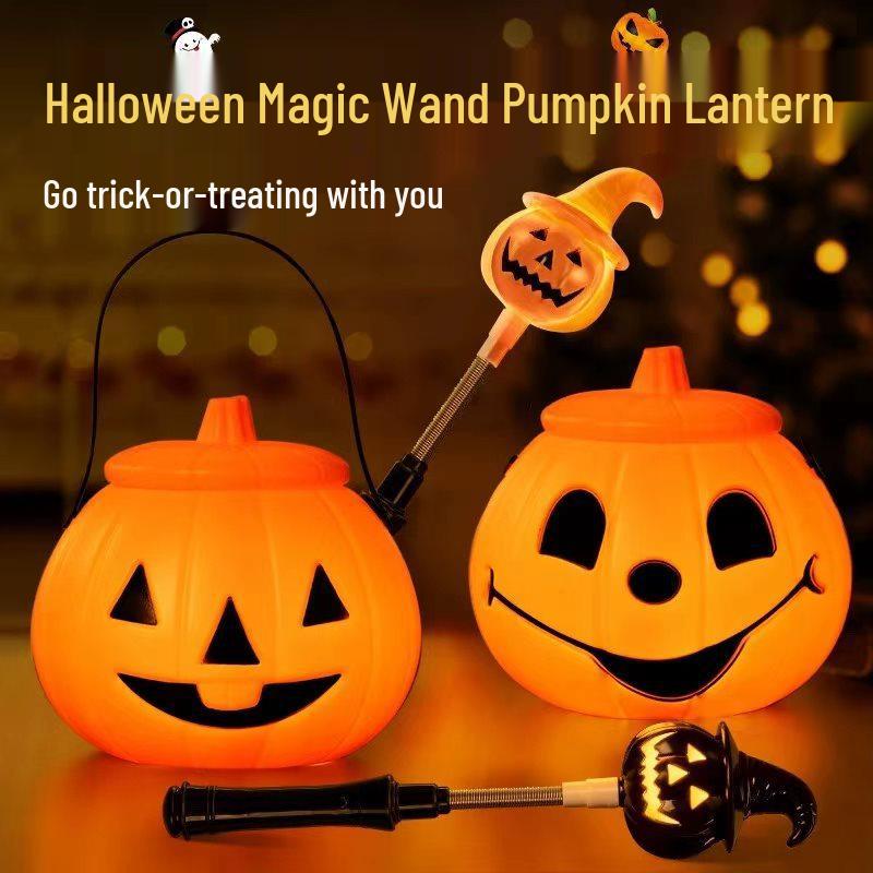Halloween Pumpkin Lantern and Candy Bag with Luminous Effects for Trick-or-Treating