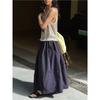 Johnature Japanese Simple Solid Color Skirts Women Summer Casual Comfortable Skirts
