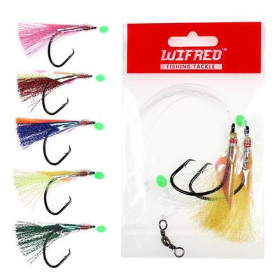 10Packs 4/0 Sabiki Rig Saltwater Fishing Flasher Rig 2 Fishing Hook Kit Snapper Tarakihi Mackerel Sea Fishing Lure