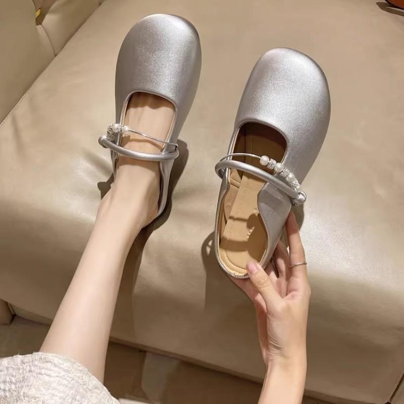 Baotou half slippers women's new spring wear one-pedal single shoes women's gentle skirt cool slippers