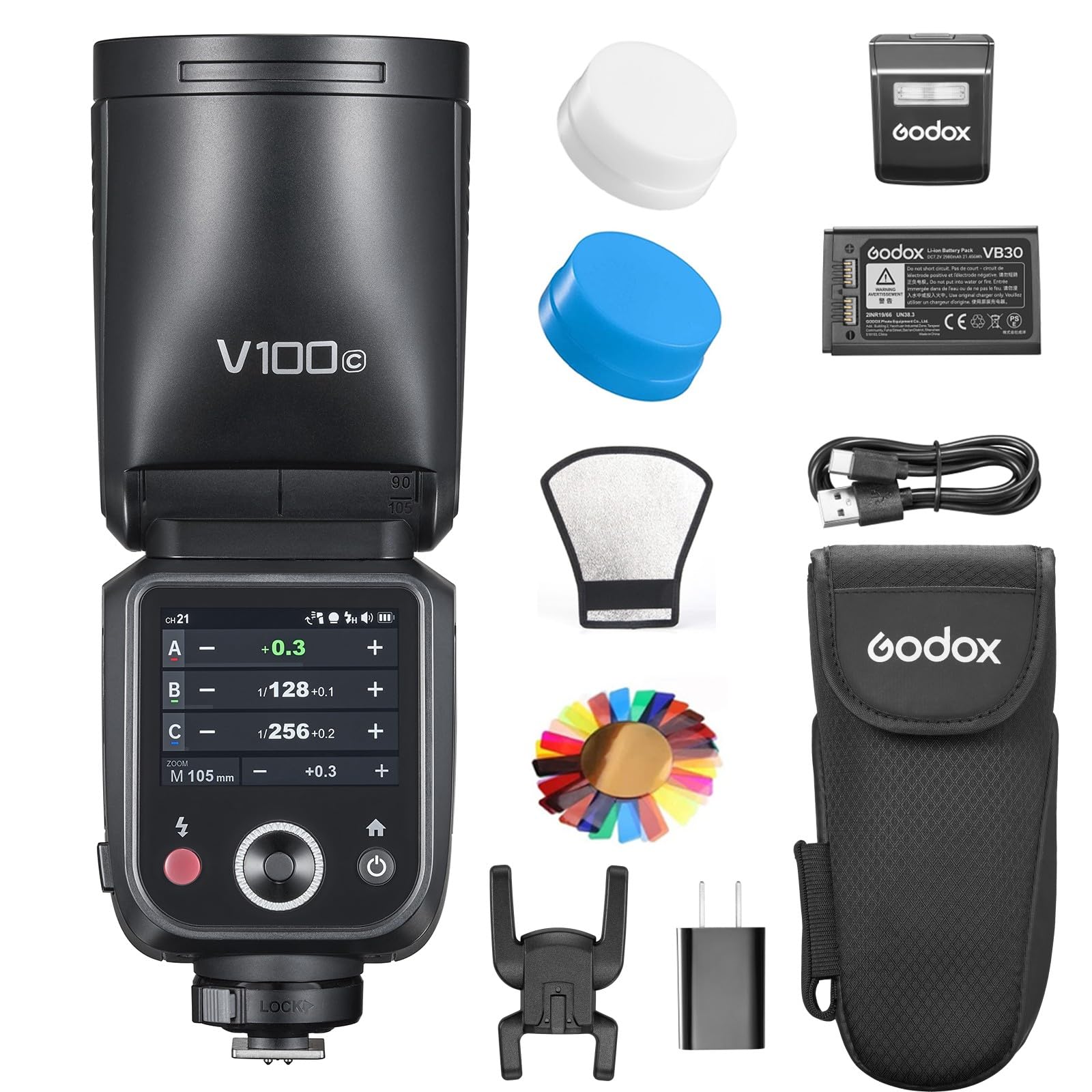 

Авторизований спалах Godox V100C 100 Вт TTL для Canon із зовнішнім сенсорним екраном, час перезарядки повної потужності 400 [дилер Godox] Камери V100-C, 2,4G