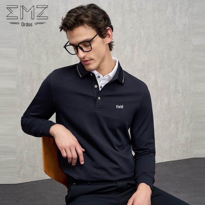 EMZ Ordos Men's Long-Sleeve Business Casual Polo Shirt