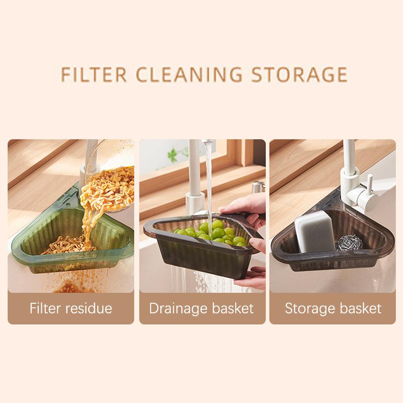 Drain Basket Triangular Non-Slip Easy Hanging Punch Vegetable Cleaning