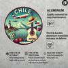 Vintage Chilean Travel Poster Round 8x8 Inch Metal Wall Art Durable Aluminum Sign Gift for Home Office Bar Cafe Indoor Outdoor Decor