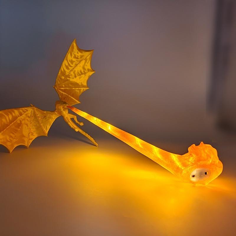 3D Printed Fire‑Breathing Dragon LED Light, Flying Dragon Desktop Decor Lamp, Ornament for Bedroom Study Room, Halloween Holiday Gift for Kids