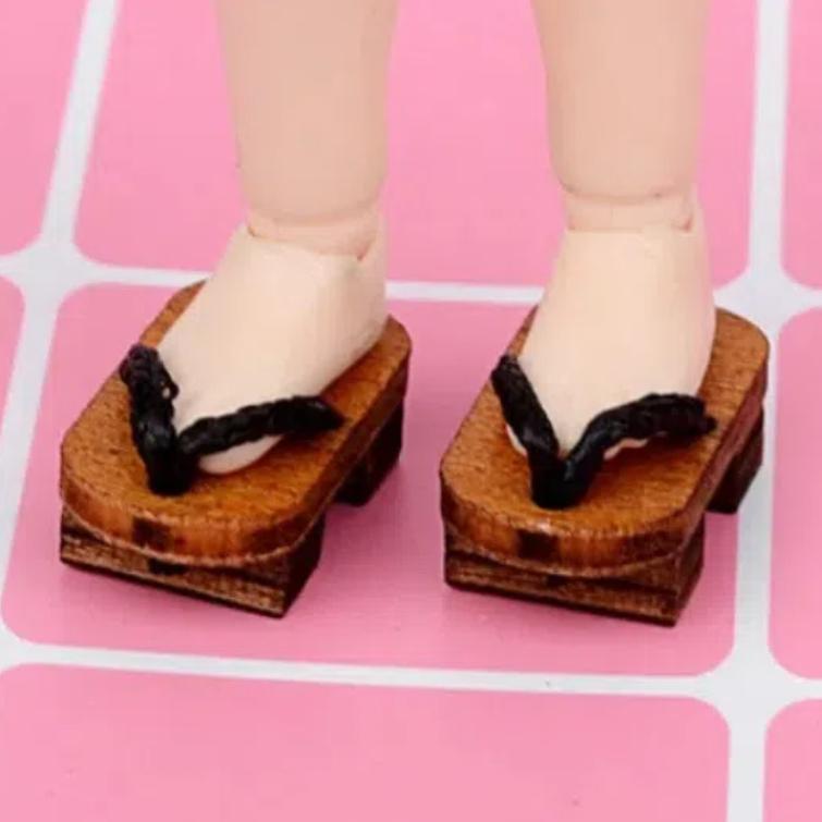 

1 Pair Wooden Clogs 1/12 Bjd Doll Shoes Japanese Style 1/12 Bjd Doll Accessories Kids Gifts Style 2
