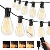 50(40+10)FT Outdoor String Lights, 15m Waterproof Remote LED Patio Lights with 19+1 S11 Bulbs 10FT Extension Cable, Dimmable Outside Hanging Lights