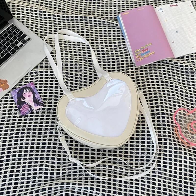 Love Heart Design Itabag Women 2026 New Transparent Crossbody Bags Girls Purses and Handbags Ita Bag for Girls JK Uniform Bag