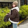 Hooded patchwork cotton jacket 2025 winter new down cotton loose plus-size women's coat cotton coat women's coat