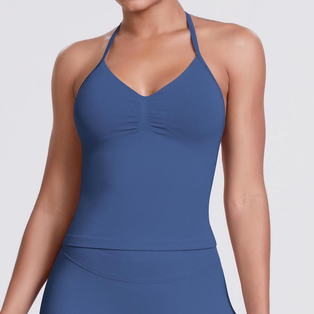 Seamless Solid Color Sexy Back Tank Top for Women - Yoga, Running, Fitness
