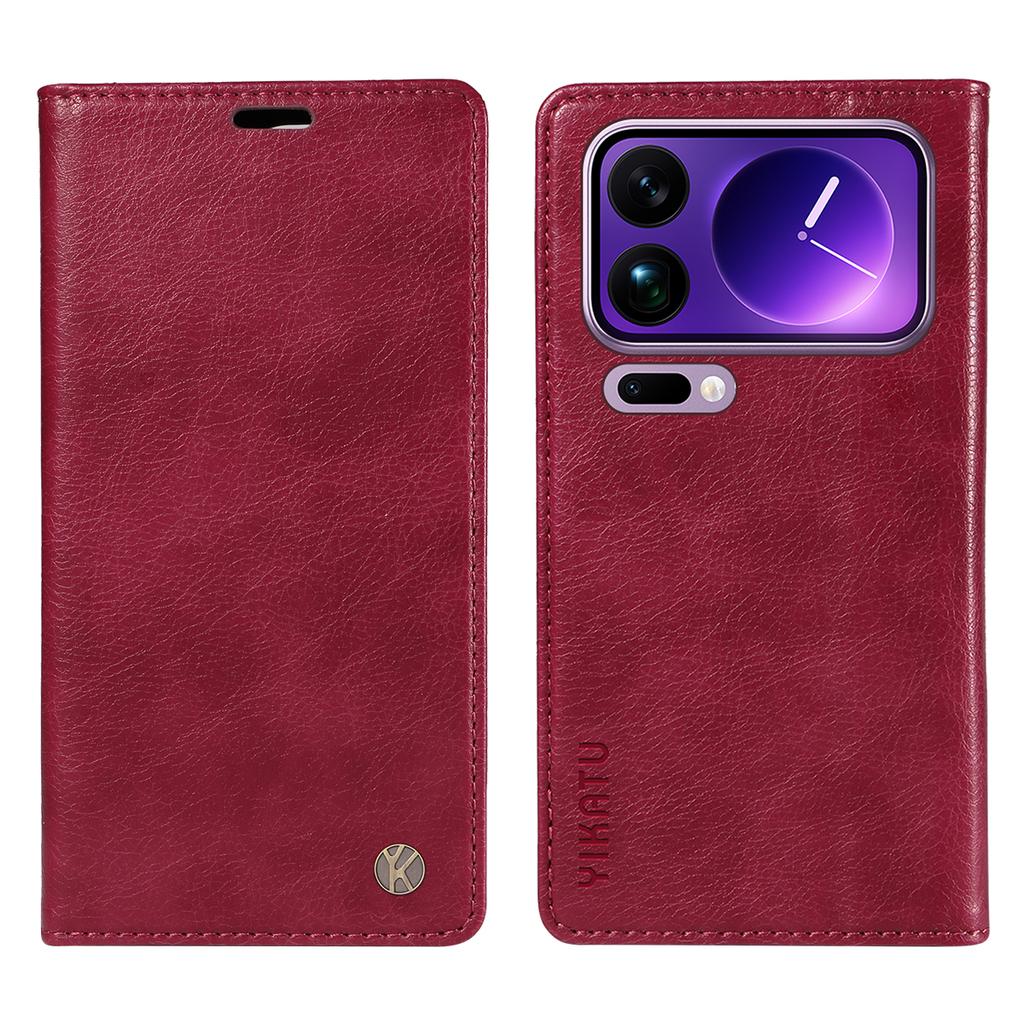 For Xiaomi 17 Pro Max Wallet Case YIKATU YK-006 Magnetic Closure Leather Phone Cover Litchi Texture